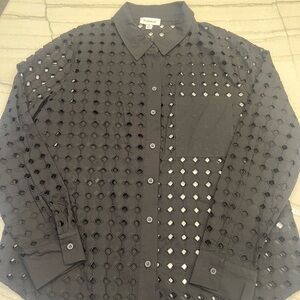 Evereve Button Down Eyelet Shirt